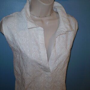 VINEYARD VINES WHITE EYELET SLEEVLESS COLLARED DRESS SZ 16